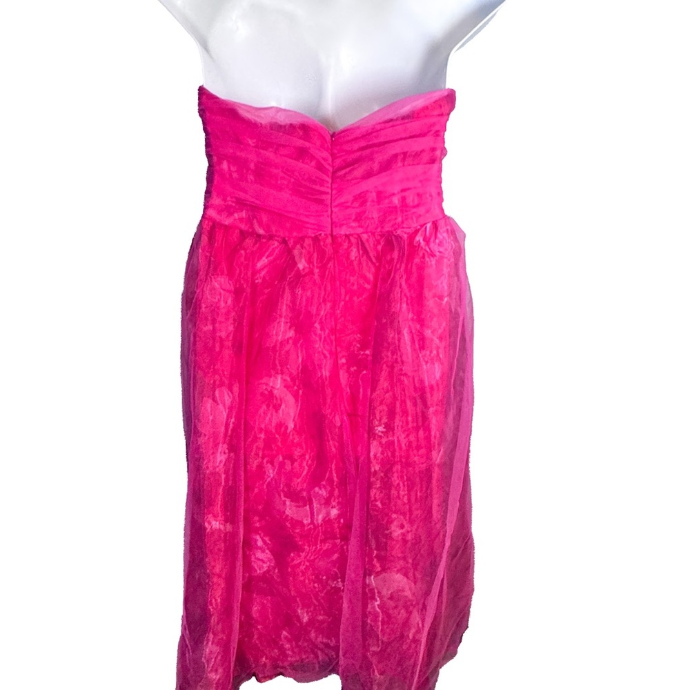 Lulus Hot Pink Strapless Midi Dress NWT | Ruched Tulle Party Dress - Picture 7 of 8